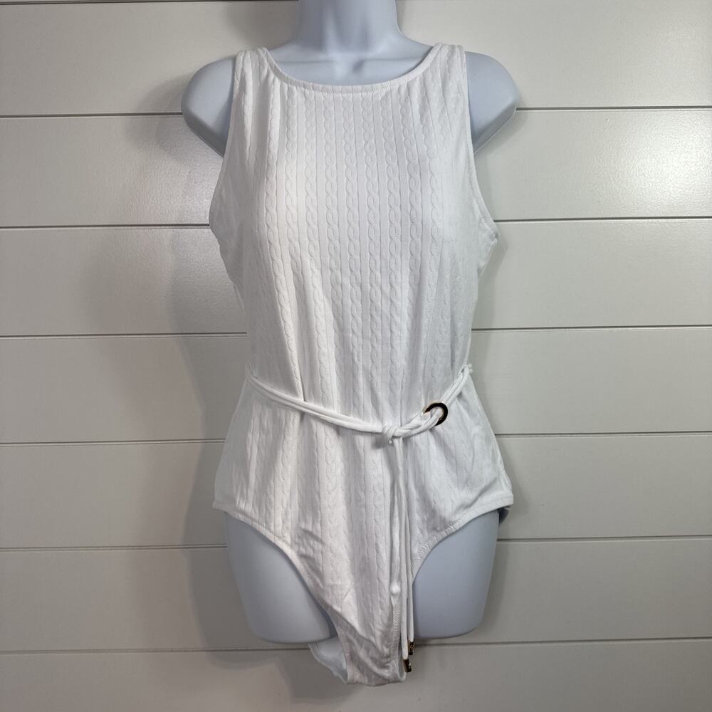 Tommy Bahama Cable Beach High Rise One Piece Swimsuit White sz 16